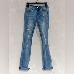 boot cut folded ankle jeans